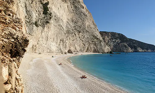 View of the south side of Porto Katsiki beach as you walk down the steps